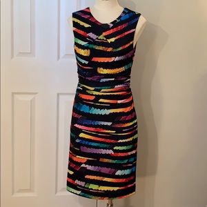 TAHARI SLEEVELESS MULTICOLOURED DRESS
